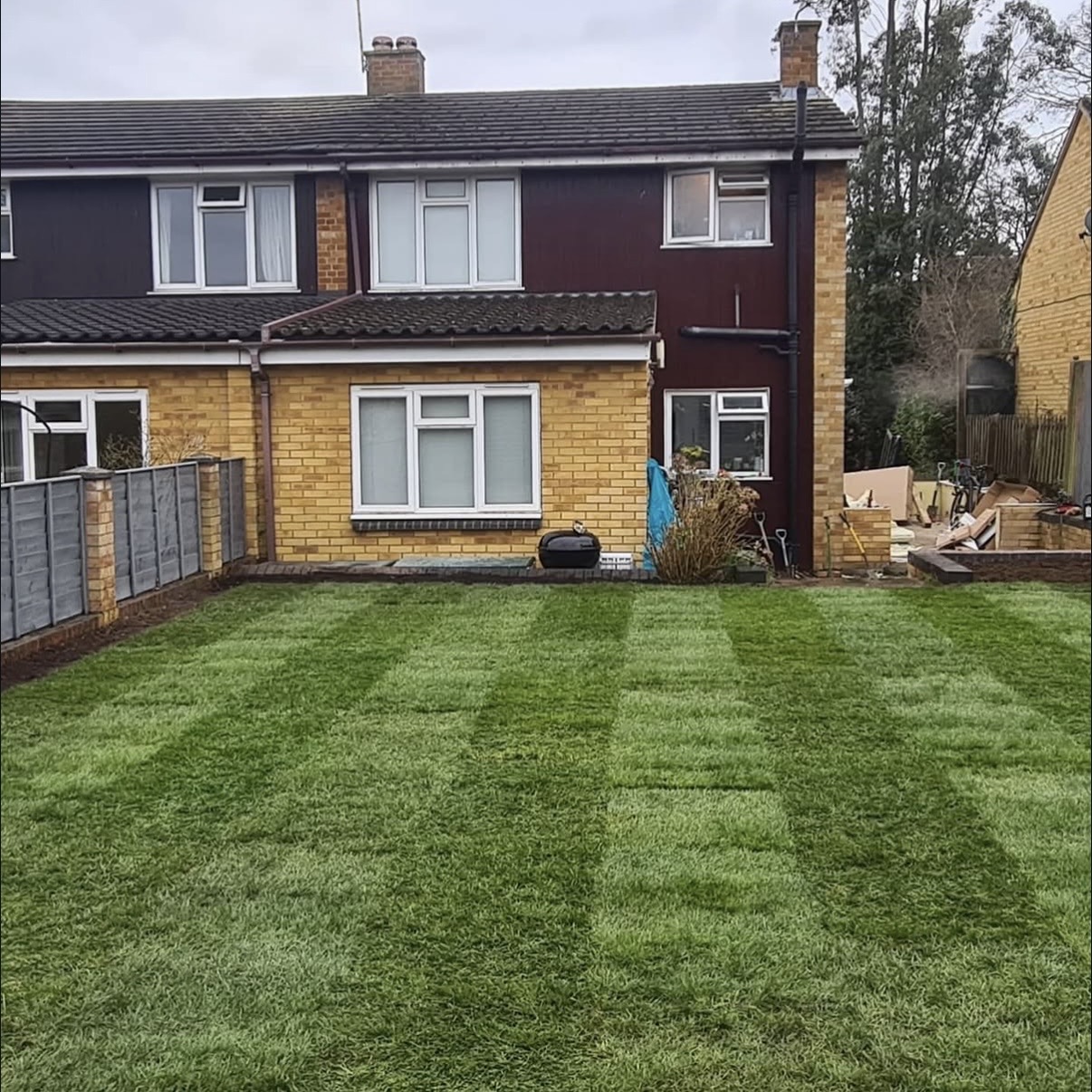 Sharp, architecturally trimmed hedge